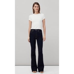 Rag & Bone Slim Fit Dark Wash Casey High-Rise Flare in Rinse